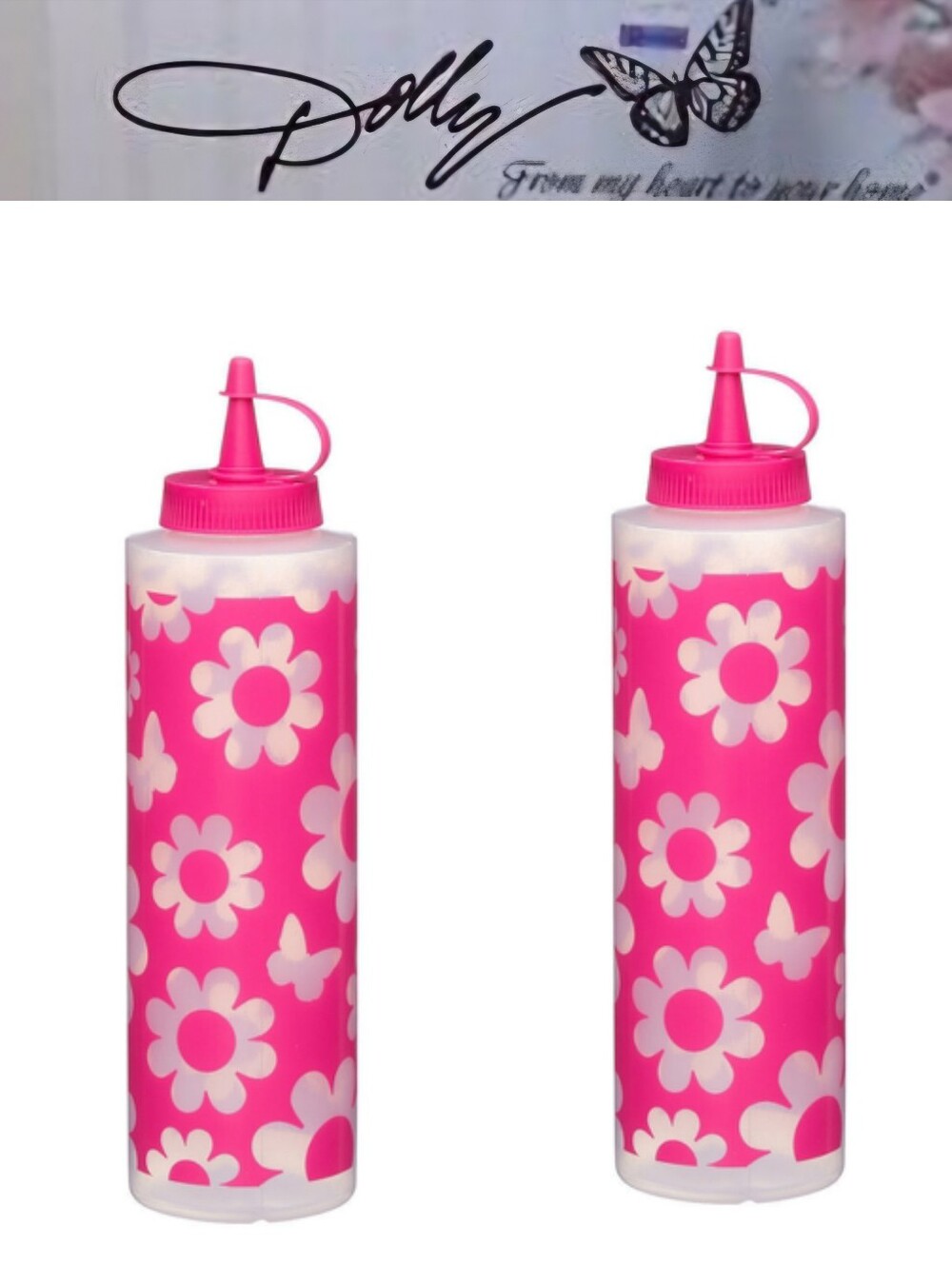 Dolly Parton Floral Squeeze Bottles - Set of 2- Pink